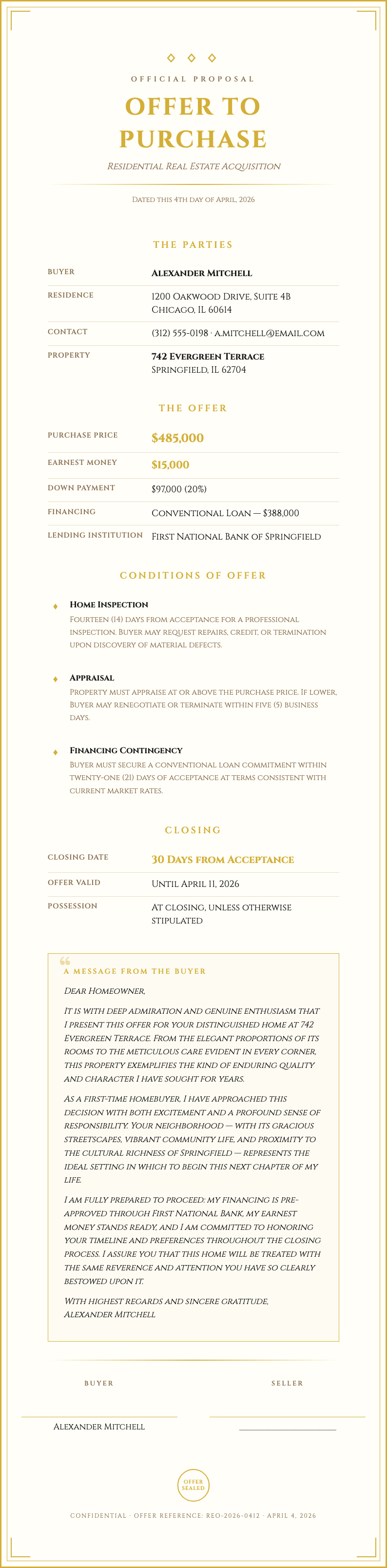 Certificate award house offer letter